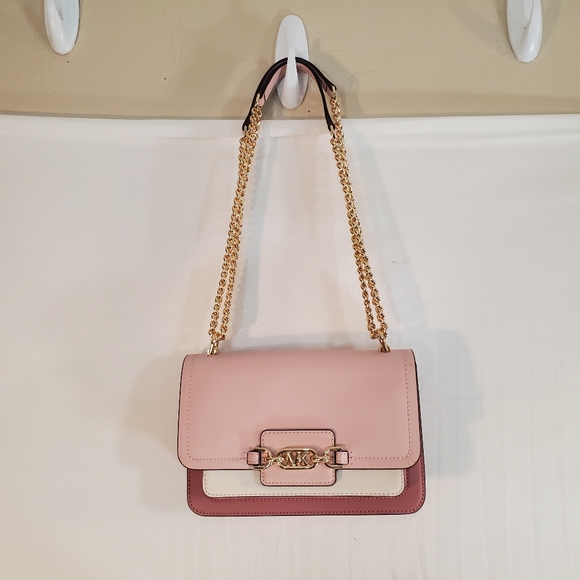 MICHAEL KORS Heather Pink White Colorblock Leather Chain New - Picture 3 of 10